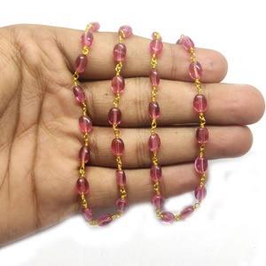 Strawberry Hydro Beaded <b>Rosary</b> Chain 6MM 7MM Oval Silver Plated Chain Roll Wholesale Bulk Jewelry Making Chain For Necklace - Product Image 4