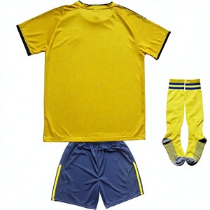 Yellow Soccer Jersey Set with Blue Shorts and <b>Socks</b> Unisex Adult Quick Dry Moisture Wicking Sublimated Print Football Uniform - Product Image 4