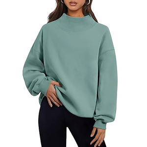 Women Oversized <b>Mock</b> <b>Neck</b> Sweatshirt Casual Loose Long Sleeve Pullover <b>Top</b> - Product Image 1