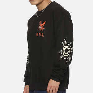 เสื้อสเวตเชิ้ตคอกลมพิมพ์ลายอนิเมะสีดำสำหรับผู้ชาย ทรงปกติ แขนยาว สวมใส่สบายๆ เหมาะสำหรับฤดูใบไม้ร่วง - Product Image 1