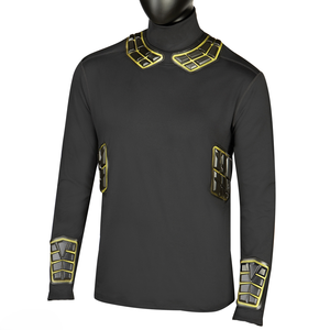Camiseta de Fútbol de Manga Larga Negra para Hombre con Ribete Amarillo, Protección Acolchada en Hombros y Codos, Estilo Ajustado, Absorbe la Humedad - Product Image 1