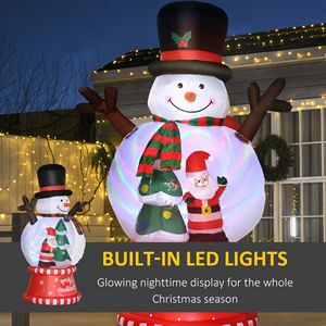 Decorazioni Natalizie Gonfiabili da Esterno con Luci LED Colorate Rotanti da 2,4 m, con Pupazzo di Neve - Product Image 5