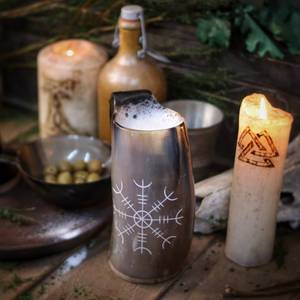 Chope en corne artisanale pour fêtes sur le thème des Vikings et événements médiévaux, chope authentique en corne de buffle pour boire de la bière, de l'ale ou du miad. - Product Image 2