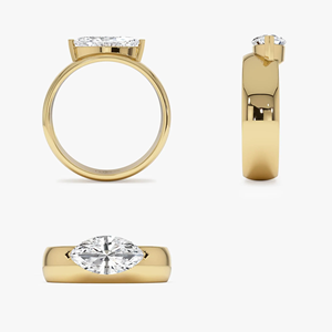 Bague de fiançailles unique en or jaune pour femme, diamant taille marquise 1 carat, style classique, pierre naturelle - Product Image 4