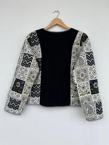 Chaqueta Acolchada de Algodón con Estampado de Patchwork Personalizada para Mujer, Chaqueta Ligera con Frente Abierto, Abrigo Floral, Blazer de Moda Otoñal - Product Image 5