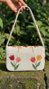 Sac à main rectangulaire lavable fait main ALI FASHION ART avec broderie en polyester, perles de verre, motif dés et cartes, pour usage quotidien - Product Image 2