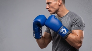 Gants de boxe en cuir bleu Dumela, design à lacets, marque de premier ordre - Product Image 3