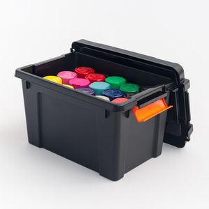 Bacs de rangement en plastique noir de 5 gallons avec couvercle, lot de 4 - Product Image 4