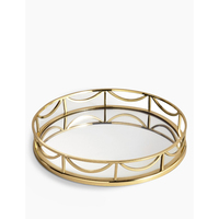 Plateau décoratif miroir en métal de style marocain de luxe, doré, pour la décoration intérieure, présentoir à bijoux, bagues, boissons et aliments pour salon - Vente en gros