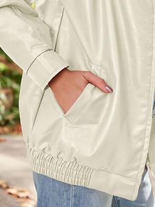 Genuine Cow Skin Leather Women's Oversized Eco-Friendly Beige High Quality Wholesale Fashion Motorcycle Bomber Jackets OEM - Product Image 4
