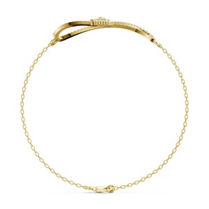Bracelet en or jaune 9 carats écologique avec maillons infinis et diamants pour femme, bijoux élégants de créateur pour fiançailles et mariage - Product Image 3