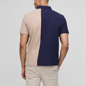 T-shirt d'été décontracté à manches courtes 100 % coton, bicolore, respirant, écologique, séchage rapide, avec logo personnalisé de haute qualité et impression à 2 boutons - Product Image 3