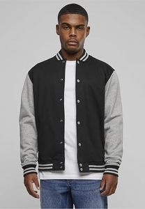 Chaqueta Varsity Negra y Gris para Hombre con Cierre de Botones, Corte Regular, Estilo Casual, Cuello Camisero, Material de Poliéster y Algodón - Product Image 1