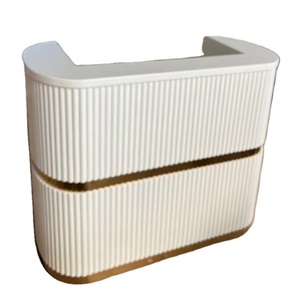 Kisen Moden Beauty Salon Nội Thất Làm Móng Bằng Gỗ Màu Be Trắng Đen Và Đỏ Với Bàn Tiếp Tân Màu Vàng Để Bán - Product Image 1