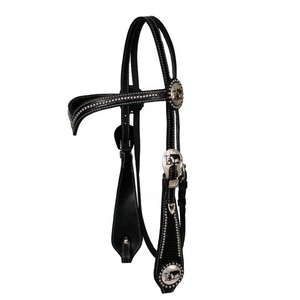 Hot Selling Best Quality Handmade100% Cow Leather Western Headstall With Silver <b>Stud</b> & Concho Wholesale Manufacturer - Product Image 1