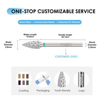 Outils de manucure et de pédicure Yaqin pour ongles en gel acrylique, cône à maïs de 3/32 pouces, carbure de tungstène aiguisé, fraises à ongles