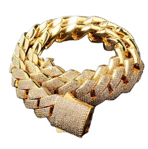 Cadena de eslabones cubanos de Miami de Plata de Ley 925 de lujo, collar de diamantes de corte brillante redondo de moissanita personalizado para hombres - Product Image 3