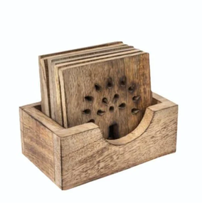 Wooden Coaster Crafts from India Natural Finish Non Slip <b>Mats</b> For Table Decoration Wholesale Wood Coaster - Product Image 4