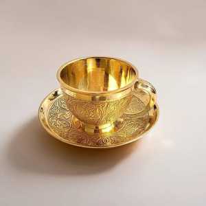 Luxury Brass <b>Tea</b> <b>Set</b> with Teapot, Cups, Saucers and Serving Tray – Traditional Indian Handcrafted Brass <b>Tea</b> & Coffee <b>Set</b> - Product Image 1