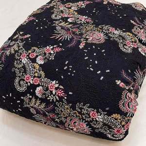 Luxury Sequin Embroidery Lace Fabric Floral Beaded Mesh Fabric African Wedding Party Dress Material - Product Image 5