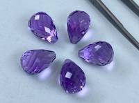 Perles en améthyste naturelle facettées demi-percées en forme de goutte d'eau, qualité supérieure, 9x6mm, 10x7mm, 10x8mm, certifiées par un tiers