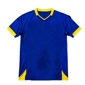 เสื้อฟุตบอลแขนสั้นคอวีสีน้ำเงินเหลืองสำหรับผู้ชาย ผ้าโพลีเอสเตอร์ซับเหงื่อ ชุดกีฬา ใส่ได้ทุกฤดู ทรงปกติ - Product Image 1