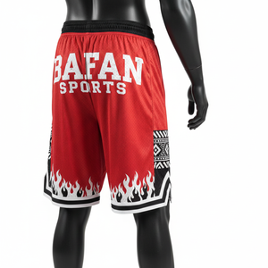 Shorts de basket-ball pour femmes, tissu en maille polyester premium 180 GSM, rouge et noir, panneau latéral en sublimation, logo personnalisé, shorts pour femmes - Product Image 5