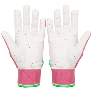ถุงมือตีเบสบอลหนังแท้สำหรับผู้ใหญ่ สีชมพูอ่อนขาว ยี่ห้อ SAAR INDUSTRIES ขายส่ง พร้อมบริการสกรีนลายตามสั่ง หนัง Cabretta คุณภาพสูง - Product Image 2