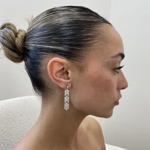 Boucles d'oreilles en diamant cultivé en laboratoire de 4,48 carats, forme poire, marquise, ronde, E-F VS1, or blanc 14 carats, bijoux de luxe - Product Image 5