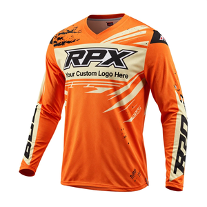 Maillot de motocross RPX avec logo personnalisé, manches longues, orange, polyester, séchage rapide, vêtements de course pour hommes adultes, toutes saisons - Product Image 4