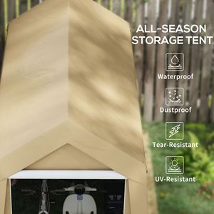 Tenda da Esterno Resistente 7x12 per Stoccaggio, Zincata Beige Impermeabile Portatile per Attrezzi e Biciclette - Product Image 4