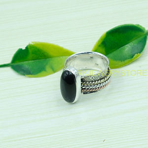 Natural Black Onyx <b>Spinner</b> <b>Ring</b>, Anxiety <b>Ring</b>, Pure 925 Sterling <b>Silver</b> <b>Spinner</b> <b>Ring</b> Hammered <b>Ring</b> With Brass And Copper Jewelry - Product Image 4