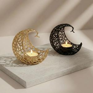 Support de bougie en métal en forme de lune, décoration de table islamique, décoration de la maison pour le Ramadan, porte-bougie en forme de croissant de lune, bougie décorative arabe - Product Image 3