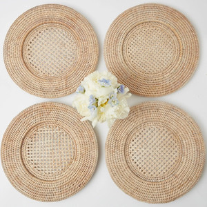 Combo rattan charger plates champagne plate chargers tabletop decoration cheap price wholesale - Product Image 1