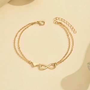 Hallmark Silver Minimalist Infinity Love Gold Plated Anklet for Women - Product Image 2