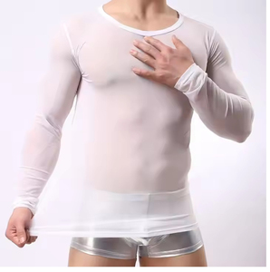 Tight Slim Fit Muscle Fit <b>Mesh</b> Sheer T Shirt For Men Breathable Stretchable Outdoor Workout Gym Exercise Crewneck <b>Mesh</b> <b>Net</b> Shirt - Product Image 1