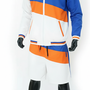 Ensemble court d'été sur mesure pour homme, coupe-vent en polyester et nylon avec fermeture éclair, survêtement imprimé grande taille pour homme - Product Image 6