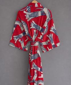 Robe Kimono Vintage d'Été en Coton Imprimé Floral, Manches Longues Respirantes, Vêtement de Nuit, Cache-Maillot de Plage pour Femme - Product Image 1