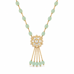 Elegant 925 Silver Gold Plated Green Stone Beads Moissanite Pendant <b>Necklace</b> for Women Party Wear Gift Jewelry Fashion Wholesale - Product Image 1