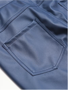 Pantalon en cuir véritable pour homme – Coupe ajustée, confortable, tendance, décontracté, idéal pour l'extérieur - Product Image 4