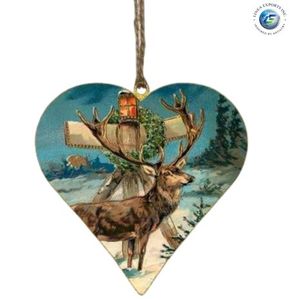 Linea Exports Inc. Adorno Colgante de Metal con Forma de Corazón para Árbol de Navidad, Diseño de Plaza de Pueblo Nevada, Artesanía Ecológica con Tamaño Personalizable - Product Image 3