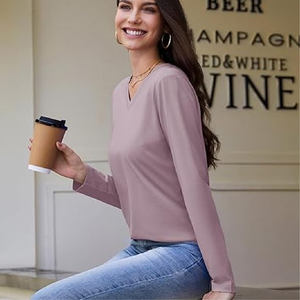 Vente en gros d'usine Nouveauté T-shirt pour femmes 100% coton Motif imprimé personnalisé été Manches longues T-shirts décontractés pour femmes - Product Image 5