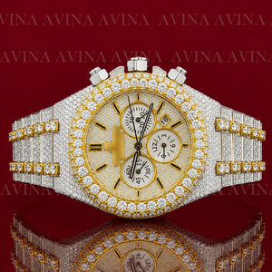 Luxury Iced Out Moissanite <b>Chronograph</b> Watch for Men | Full Pave Rose Gold Diamond Watch | Stainless Steel Hip Hop Timepiece - Product Image 3
