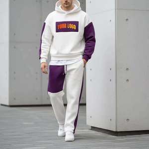 Conjunto Deportivo para Hombre, Color Blanco y Morado, con Capucha, Pantalones Largos, Estilo Urbano, Sudadera de Algodón, Corte Regular, para Otoño - Product Image 2
