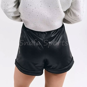 Nuevos Shorts de Cuero Personalizados para Mujer, Shorts Deportivos para Fitness y Running, Shorts Casuales de Corte Clásico con Cordón Ajustable, Shorts de Verano en Oferta - Product Image 3