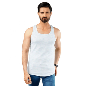 Men's Solid Color Cotton Tank Top O-Neck Casual Knitted <b>Vest</b> Eco-Friendly Breathable High Street Light Gray - Product Image 2