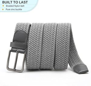 Cinturón Casual de Nylon Trenzado Gris con Hebilla de Zinc Puro, Cinturón Elástico y Duradero para Hombre - Product Image 1