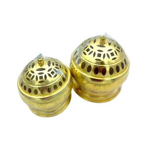 Encensoir rond doré vintage en métal, support antique pour Bakhoor, brûleur à charbon pour yoga, spa, mariage, décoration du Moyen-Orient - Product Image 1