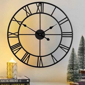 Mango Wood Rustic Farmhouse Wall <b>Clock</b> with Wrought Iron <b>Hands</b> Wholesale - Product Image 6