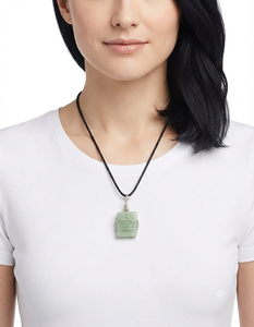 Collier pendentif en pierre d'aventurine verte naturelle, fait main, enroulé de fil, bijoux en cristal de quartz pour hommes et femmes - Product Image 3